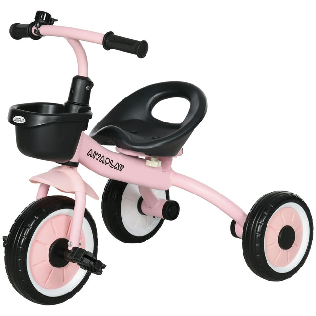 Children's tricycle, adjustable seat, pink metal 2-5Y