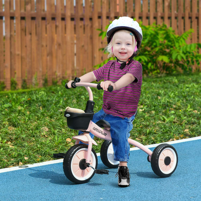 Children's tricycle, adjustable seat, pink metal 2-5Y