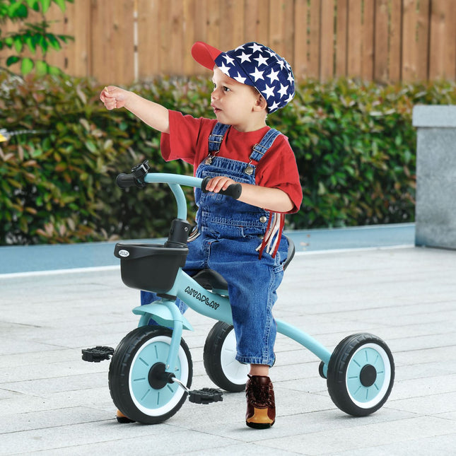 Tricycle for children with adjustable seat and basket, 2-5 years