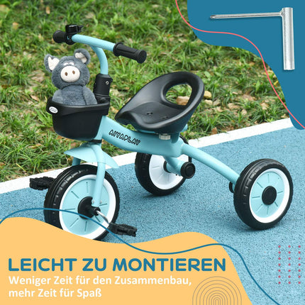 Tricycle for children with adjustable seat and basket, 2-5 years