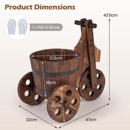 Tricycle Planter, Fir Wood, Wheels, Storage Box