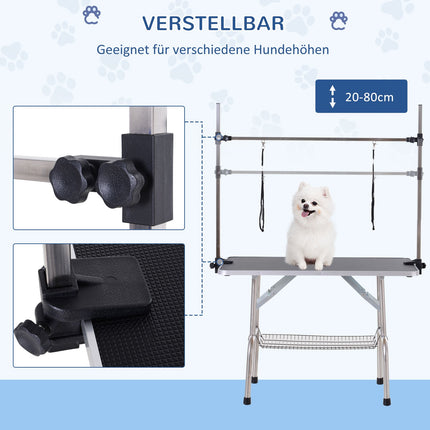 Dog grooming table, foldable & height adjustable, black