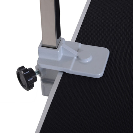 Black foldable dog grooming table, metal frame, 81x48x80 Cm