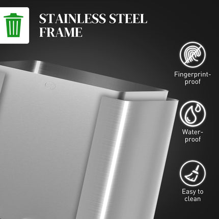 Triple Pedal Bin 3 x 10 L with Soft-Close Lids, Removable Buckets, Silver