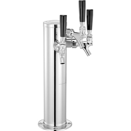 Triple Tap Draft Beer Tower, Stainless Steel, Self-Closing