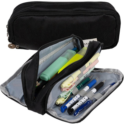 Triple foldable pencil case - black Maaleo 24476