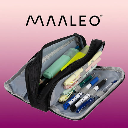 Triple foldable pencil case - black Maaleo 24476