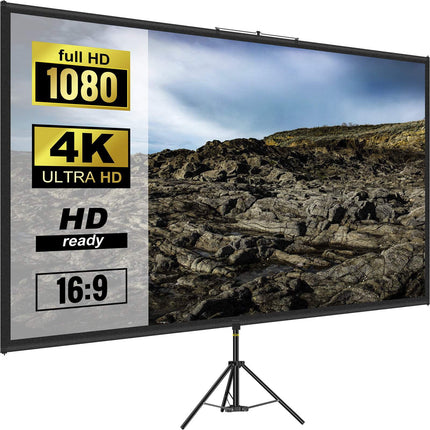 Tripod Projector Screen with Stand, 110 Inch 16:9 4K