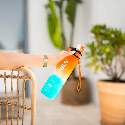 Tritan Water Bottle, Orange-Blue, Leak-Proof, 1000 ml
