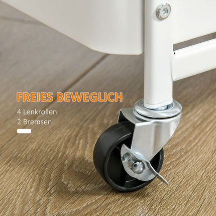 3-tier kitchen trolley with wheels, steel, white, 51.5x32x75.6cm
