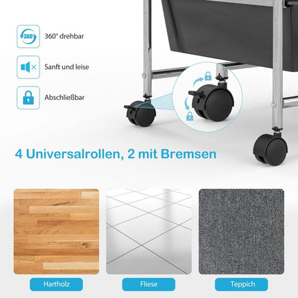 Trolley with 15 stackable drawers Roll container side trolley with 15 drawers silver 62.5 x 37 x 87 cm