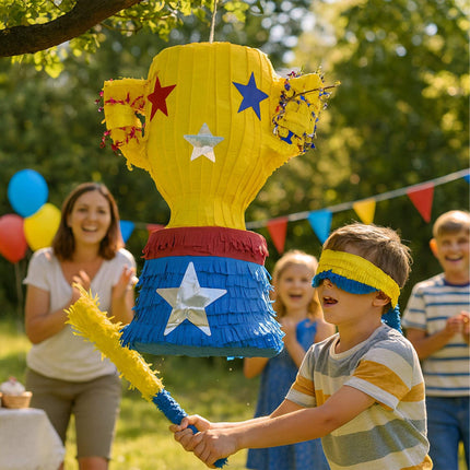 Trophy Piñata Set with Stick and Eye Mask