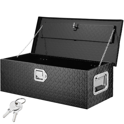 Truck Bed Tool Box, Aluminum Diamond Plate, Lock, 30 Inch