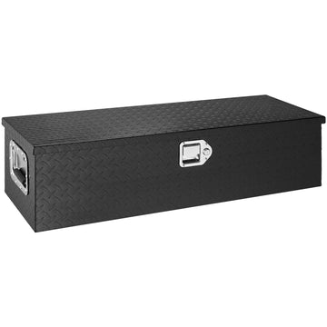 Truck Bed Tool Box, Aluminum Diamond Plate, Lock, 39 In, Black