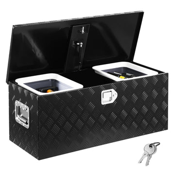 Truck Bed Tool Box, Aluminum, Lock, Sliding Shelf, 35.4 In