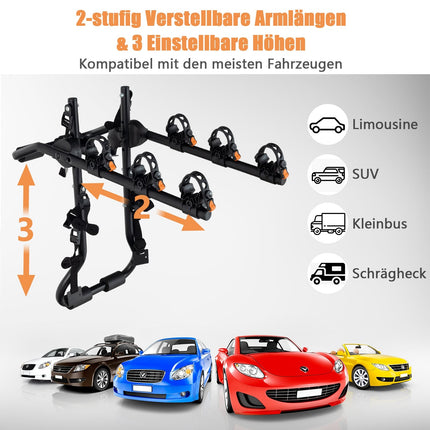 Trunk Bike Rack for 3 Bikes, Adjustable Length & Angle