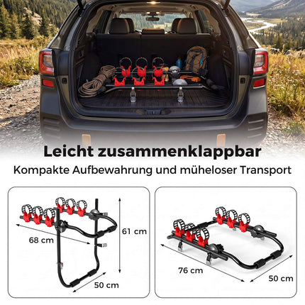 Trunk Mount 3-Bike Rack with Anti-Sway Straps & Soft Padding