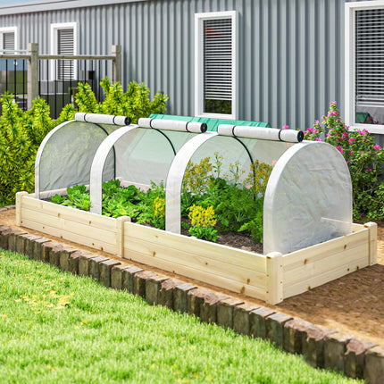 Tunnel Greenhouse with 3 Zipper Windows, Steel Frame, 295x100x80 cm