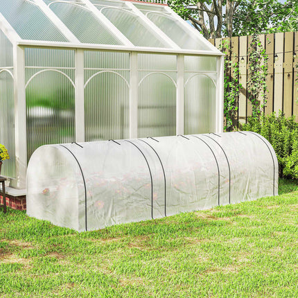 Tunnel Greenhouse with 3 Zipper Windows, Steel Frame, 295x100x80 cm