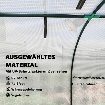 Tunnel Greenhouse with 3 Zipper Windows, Steel Frame, 295x100x80 cm