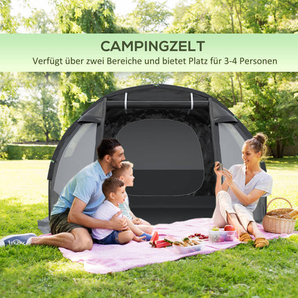 4-person tunnel tent, 2 rooms, UV protection, waterproof