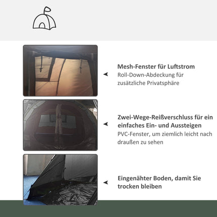 4-person tunnel tent, 2 rooms, UV protection, waterproof
