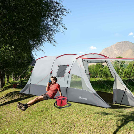 Tunnel camping tent for 8 people with sleeping cabin and living room