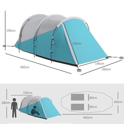 Camping tent for 5, 2 rooms, waterproof, carry bag