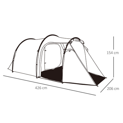 Tunnel camping tent, 2-3 people, waterproof, dark green