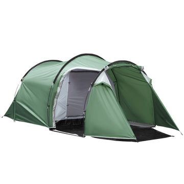 Tunnel camping tent, 2-3 people, waterproof, dark green