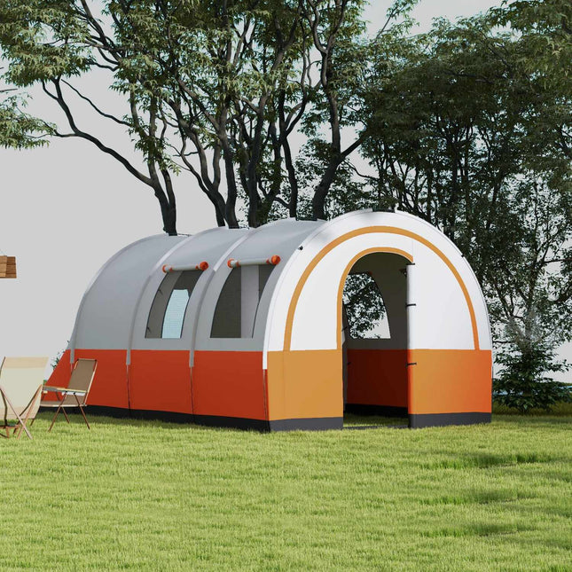 6-person tunnel tent, 2 rooms, water-repellent, cream white