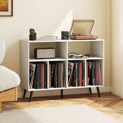 Turntable Stand, 3-Tier Vinyl Storage Shelves, White