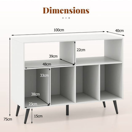 Turntable Stand, 3-Tier Vinyl Storage Shelves, White