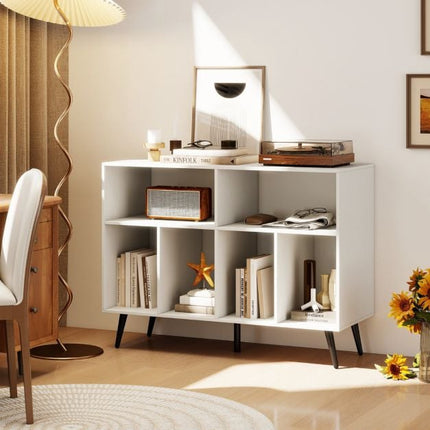 Turntable Stand, 3-Tier Vinyl Storage Shelves, White