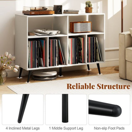 Turntable Stand, 3-Tier Vinyl Storage Shelves, White