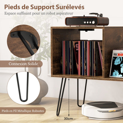 Turntable Stand With AC Outlets, USB, Holds 145 Records