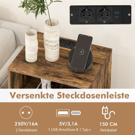 Turntable Stand with Charging Station, 3-Tier Vinyl Storage
