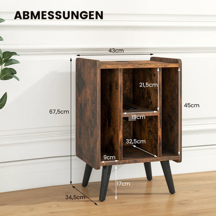 Turntable Stand with Charging Station & 4 Open Shelves