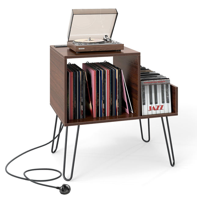 Turntable Stand with Charging Station, Brown, High Capacity