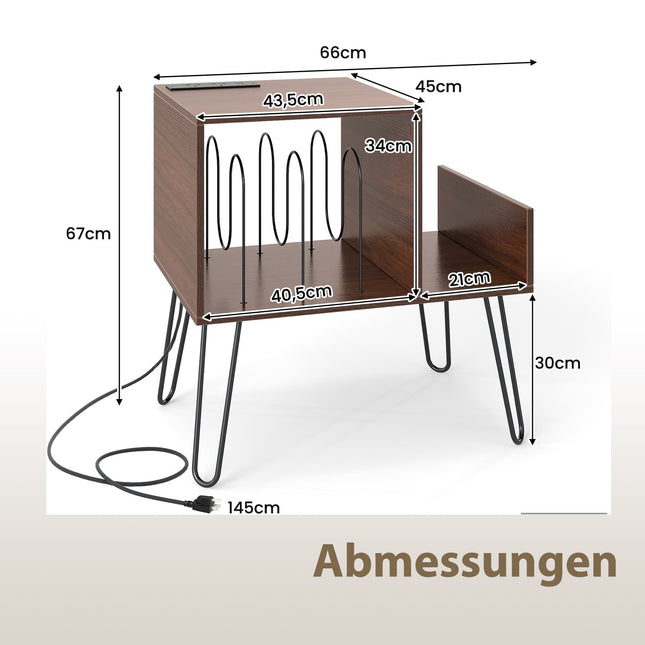 Turntable Stand with Charging Station, Brown, High Capacity