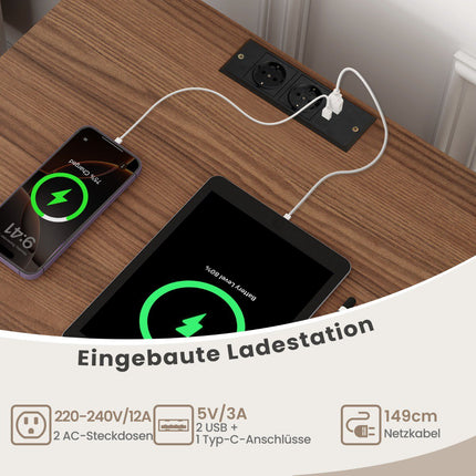 Turntable Stand with Charging Station & Storage Shelves
