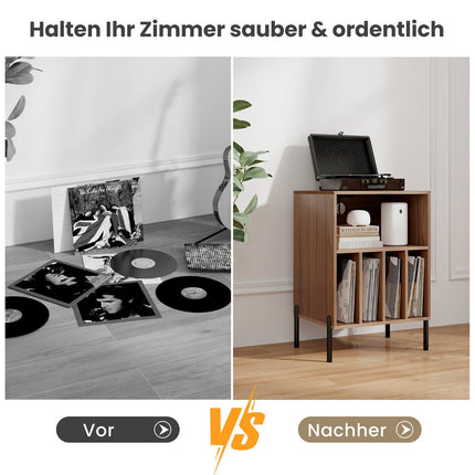 Turntable Stand with Charging Station & Storage Shelves