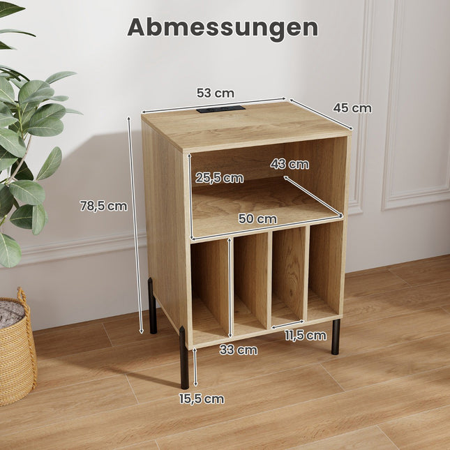 Turntable Stand with Charging Station & Storage Shelves