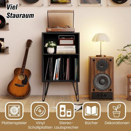 Turntable Stand with Charging Station & Vinyl Storage