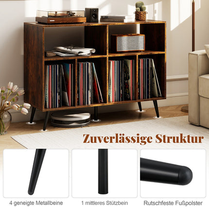Turntable Stand with Vinyl Storage, Rustic Brown