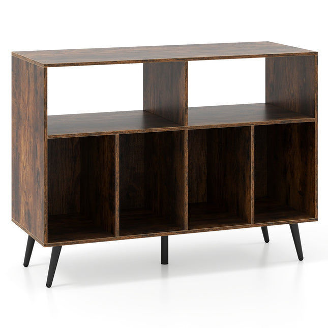 Turntable Stand with Vinyl Storage, Rustic Brown