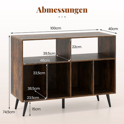Turntable Stand with Vinyl Storage, Rustic Brown