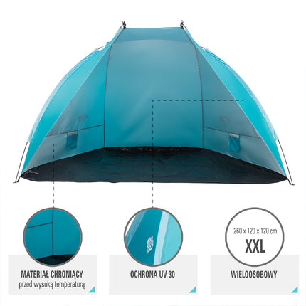 Turquoise Beach Tent 260x120x120 cm, UV Protection