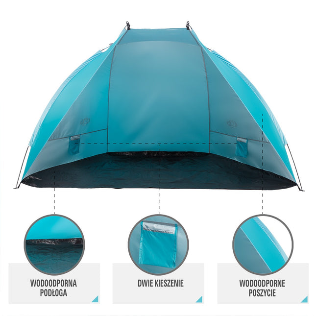 Turquoise Beach Tent 260x120x120 cm, UV Protection