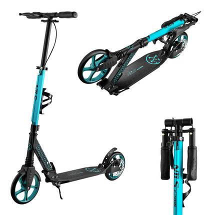 Turquoise Kick Scooter, Adjustable Height, Foldable Design